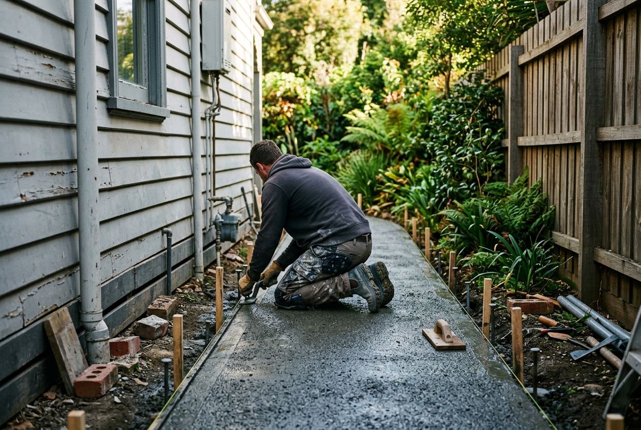 Concrete path being laid beside a home in Melbourne's inner north